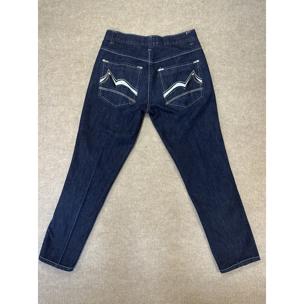 Qruel Jeans Men's 32x30 Navy Blue Cotton Denim  Dark Wash Straight Leg